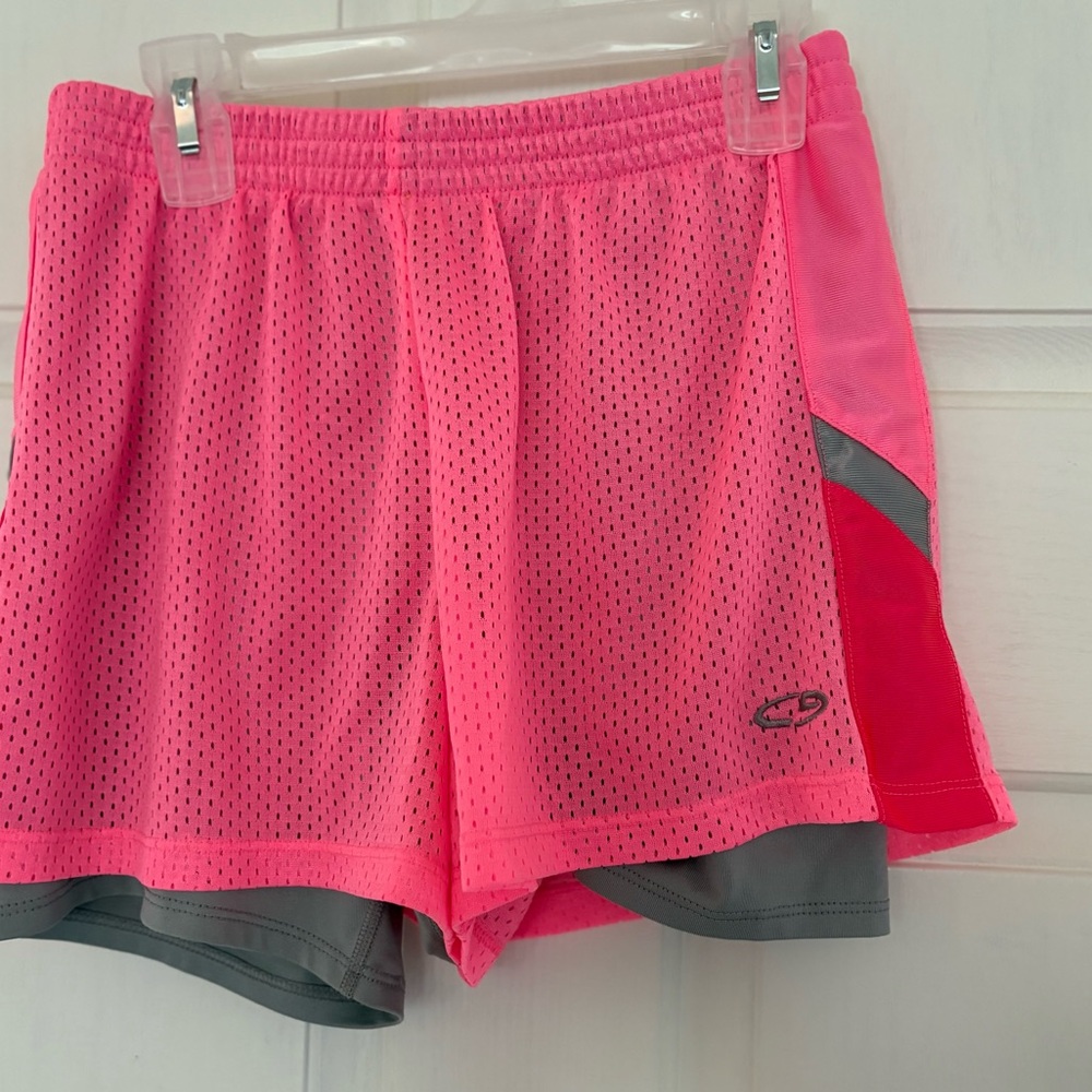 XL Girls size 14/16 Champion Pink and Gray Mesh Training Shorts